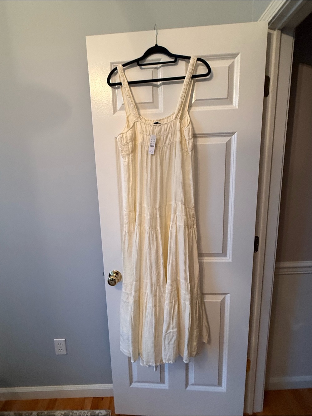 J. Crew Large Cream Tiered Wide Strap Maxi Dress - Classic Summer New with tags
